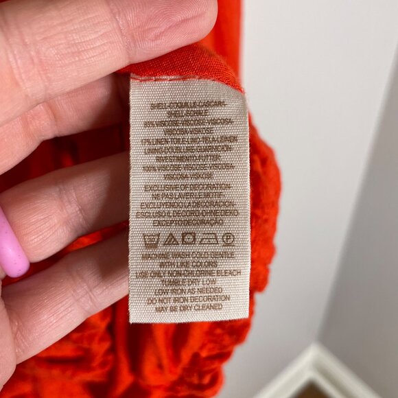 Free People Begonia Embroidered Top Size Small Red Orange Long Sleeve Boho - Picture 8 of 10